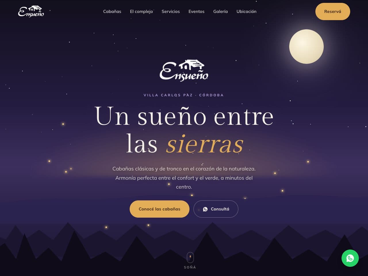 Sitio web de Cabañas Ensueño